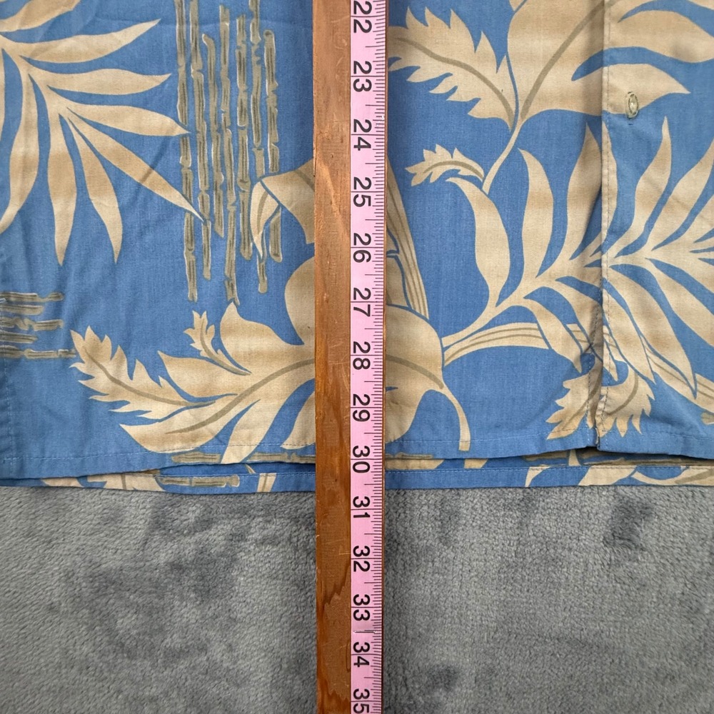 Vintage Reyn Spooner Mens XXL Blue Tan Tropical Leaf Hawaiian Button Down Shirt - Picture 4 of 6